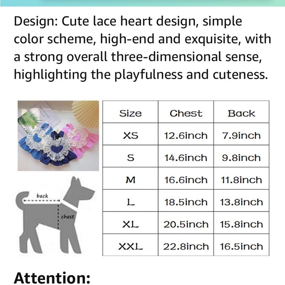 Dog Dress Harness with Leash Set, Lace Love Denim Pet Dresses, Puppy (Dark Blue) - Picture 8 of 8